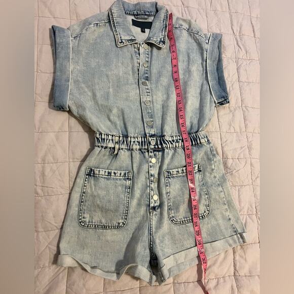 Revolve X Blank NYC Faded Acid Wash Time Zone Slouchy Denim Romper - Small - Picture 5 of 13